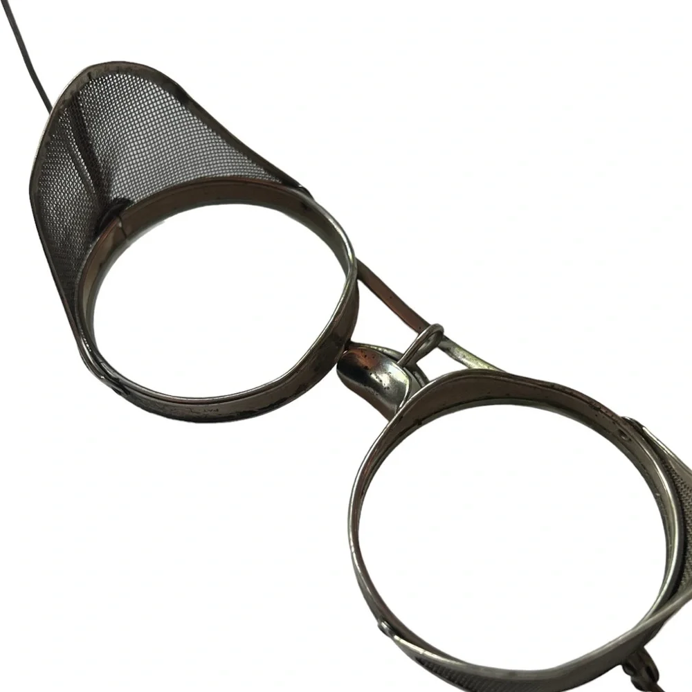 Antique Steampunk Safety Glasses Unisex Metal Glass Mesh Vintage Clear Glass